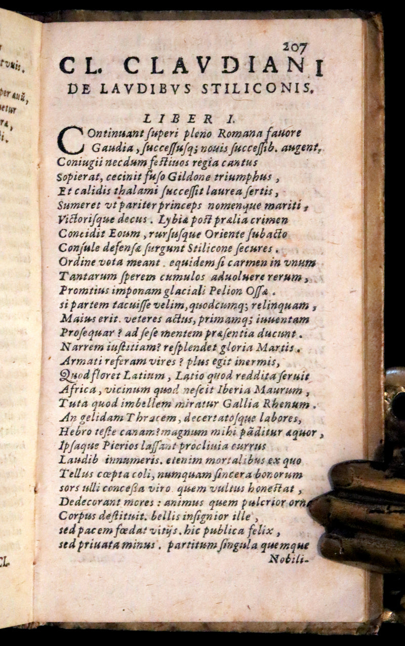 1674 Scarce Latin Vellum Book - Claudian's Latin Poetry of late antiquity - Emendatissima Poemata.