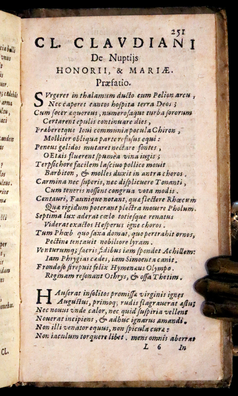 1674 Scarce Latin Vellum Book - Claudian's Latin Poetry of late antiquity - Emendatissima Poemata.