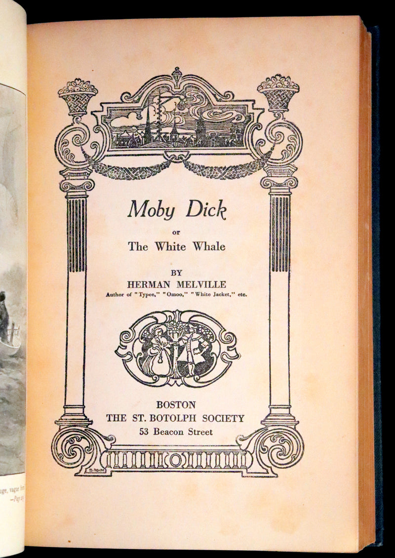 1922 Rare Book - Moby Dick, The White Whale by Herman Melville illustrated by Augustus Burnham Shute.