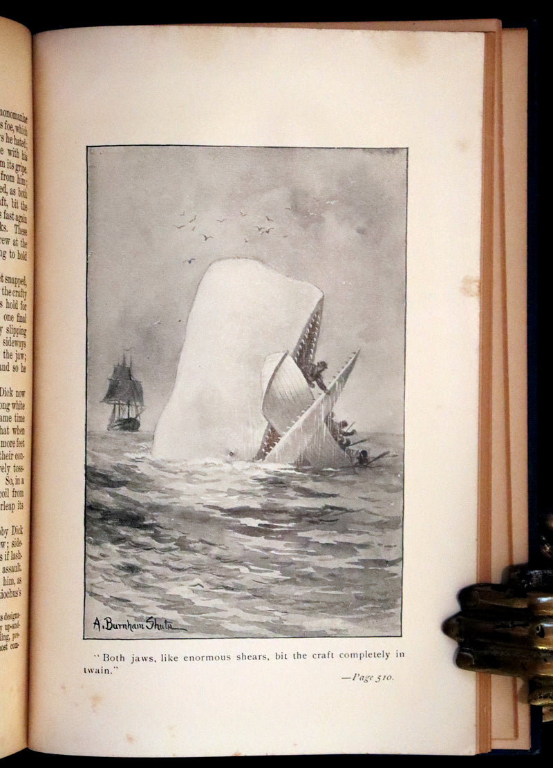 1922 Rare Book - Moby Dick, The White Whale by Herman Melville illustrated by Augustus Burnham Shute.