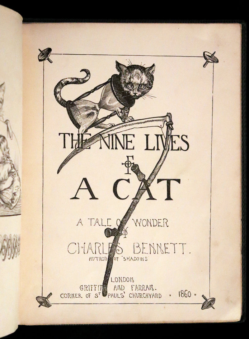 1860 Scarce First Edition - The Nine Lives of a Cat - Tale of Wonder illustrated by Charles H. Bennett.