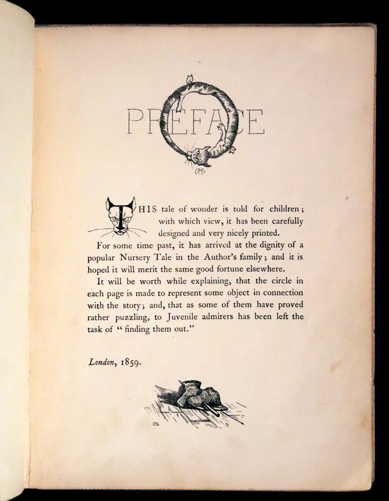1860 Scarce First Edition - The Nine Lives of a Cat - Tale of Wonder illustrated by Charles H. Bennett.
