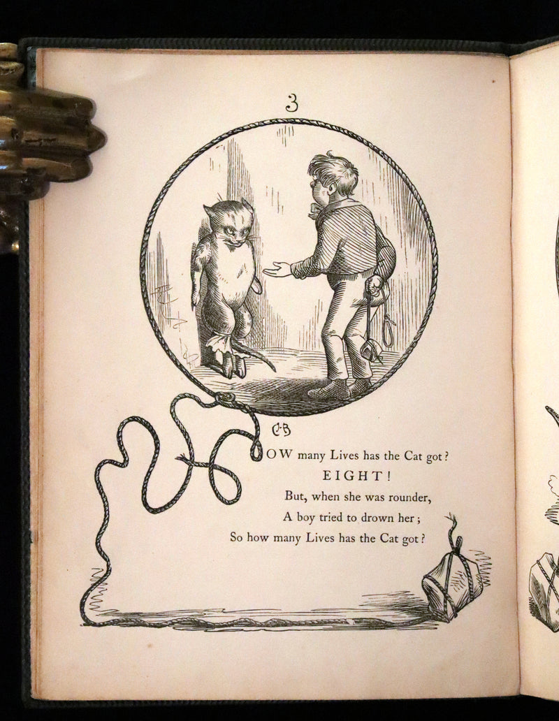 1860 Scarce First Edition - The Nine Lives of a Cat - Tale of Wonder illustrated by Charles H. Bennett.