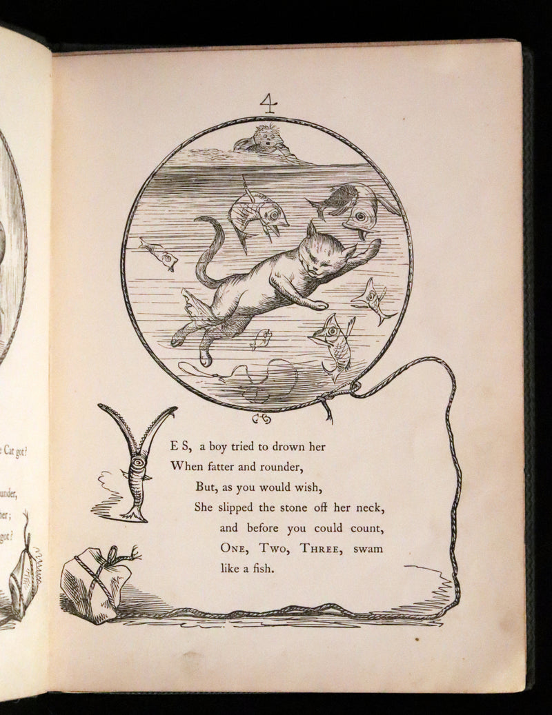 1860 Scarce First Edition - The Nine Lives of a Cat - Tale of Wonder illustrated by Charles H. Bennett.