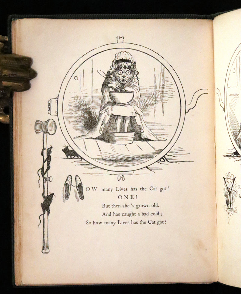 1860 Scarce First Edition - The Nine Lives of a Cat - Tale of Wonder illustrated by Charles H. Bennett.