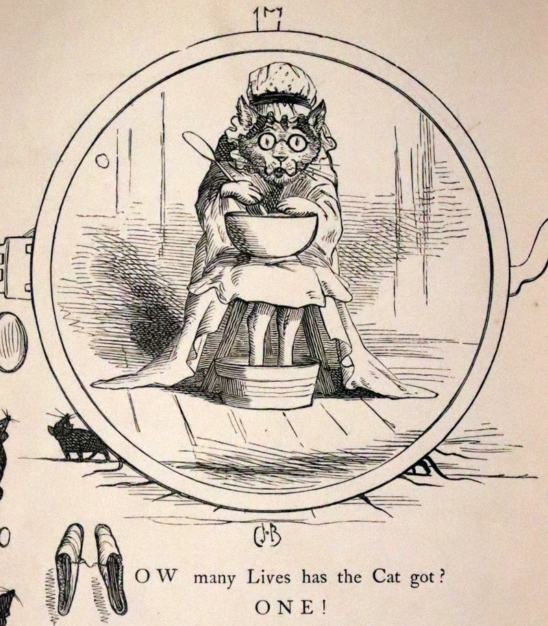 1860 Scarce First Edition - The Nine Lives of a Cat - Tale of Wonder illustrated by Charles H. Bennett.