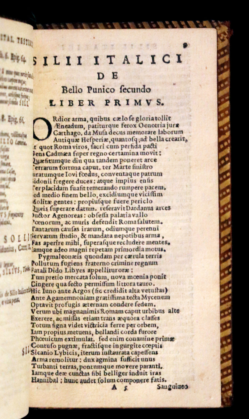 1631 Rare Latin Book - Silius Italicus War Against Hannibal, Second Punic War's Poem.