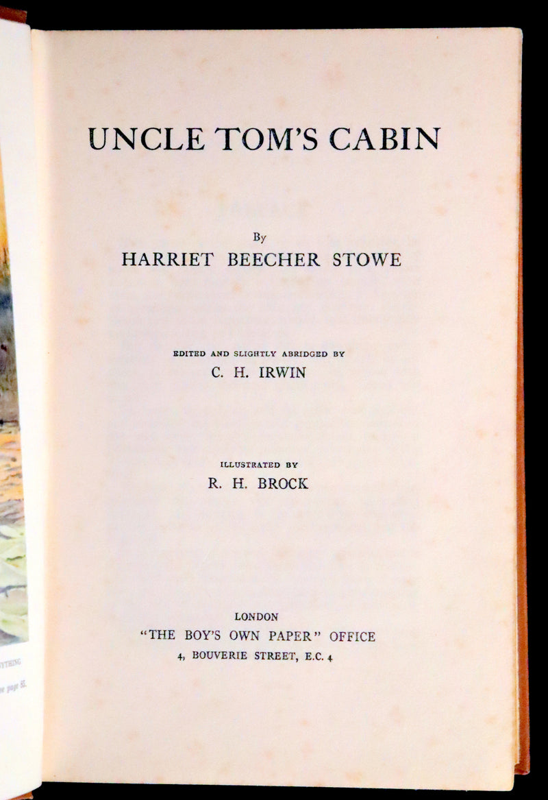 1920 Rare Book - Uncle Tom's Cabin by Harriet Beecher Stowe illustrated by Richard Henry Brock.