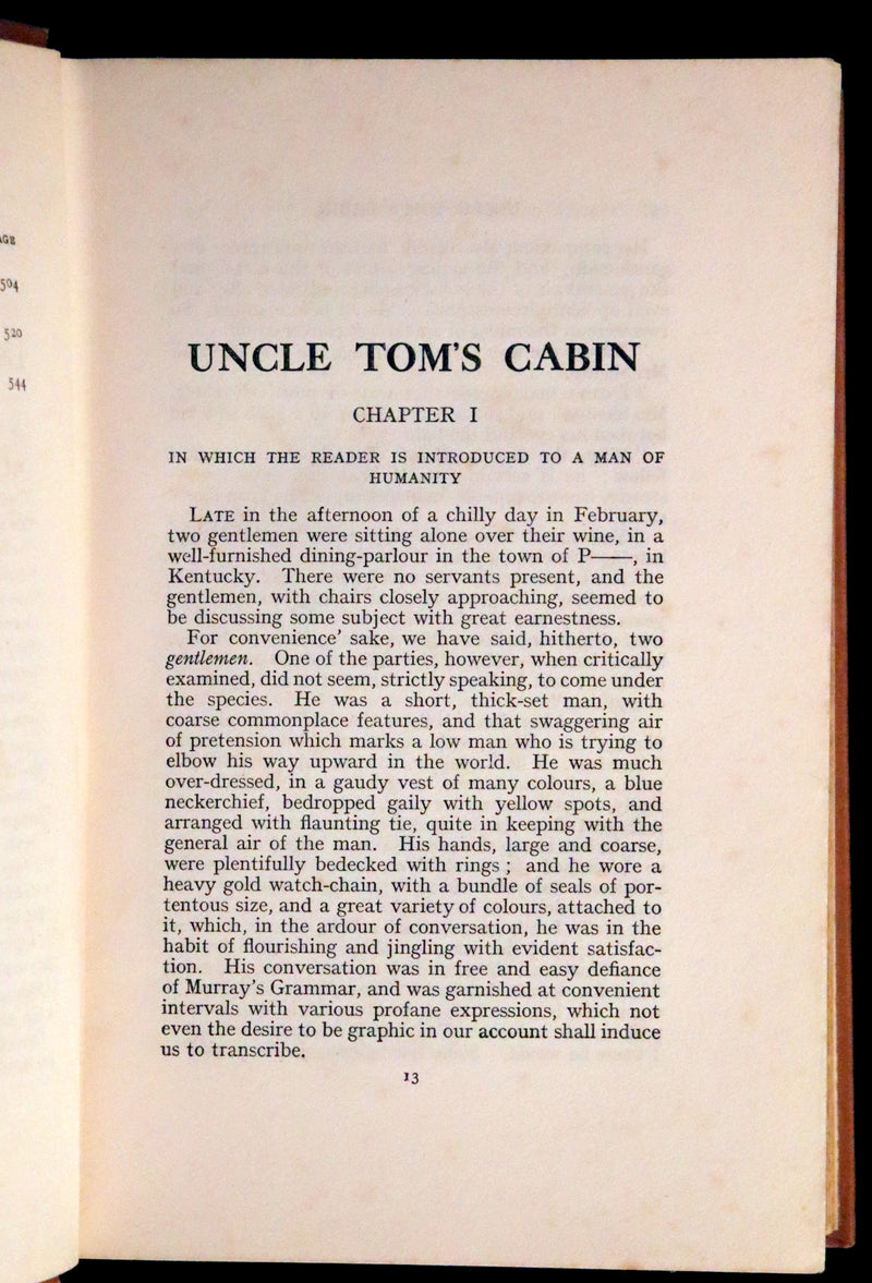 1920 Rare Book - Uncle Tom's Cabin by Harriet Beecher Stowe illustrated by Richard Henry Brock.