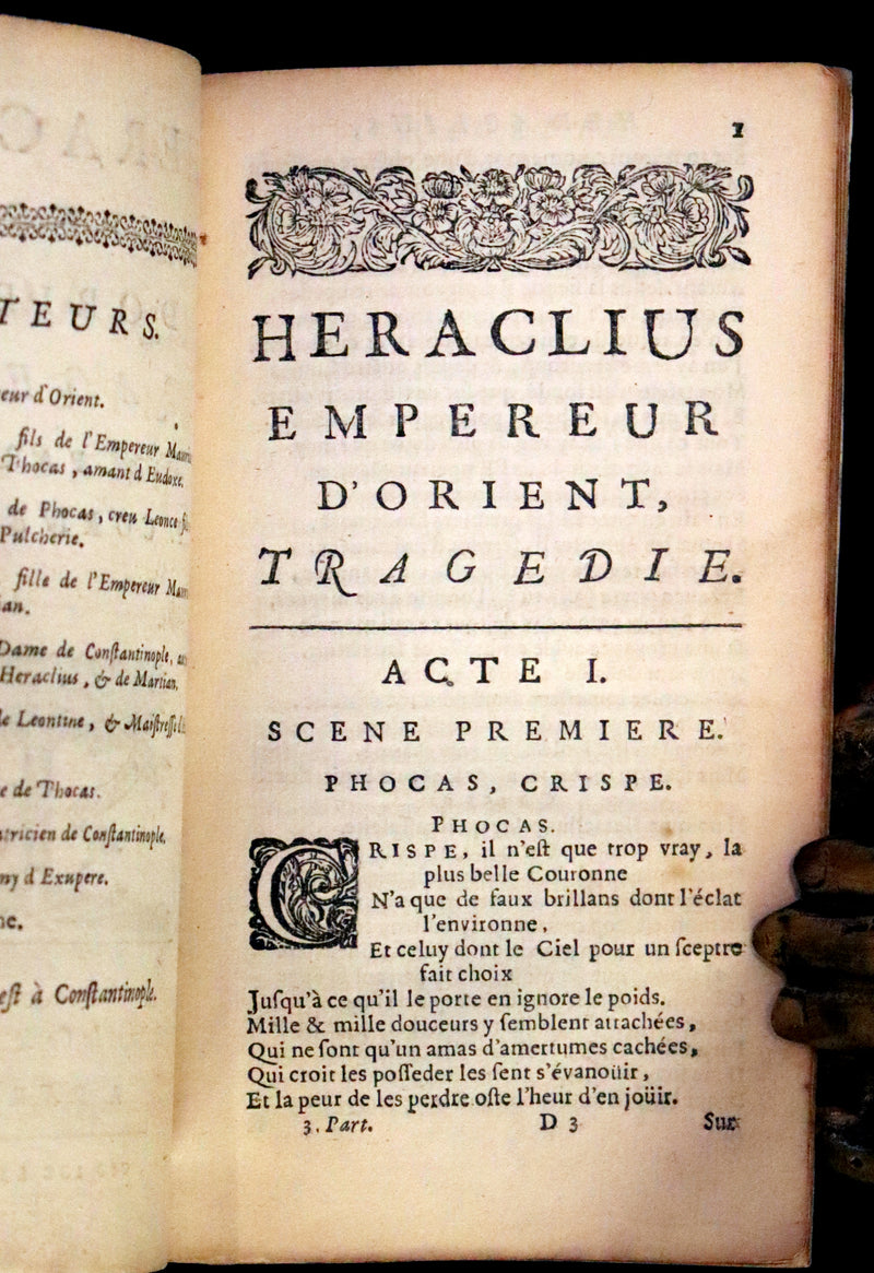 1663 Rare French Vellum Book - Heraclius, Emperor of the East - Heraclius Empereur d'Orient by Corneille.