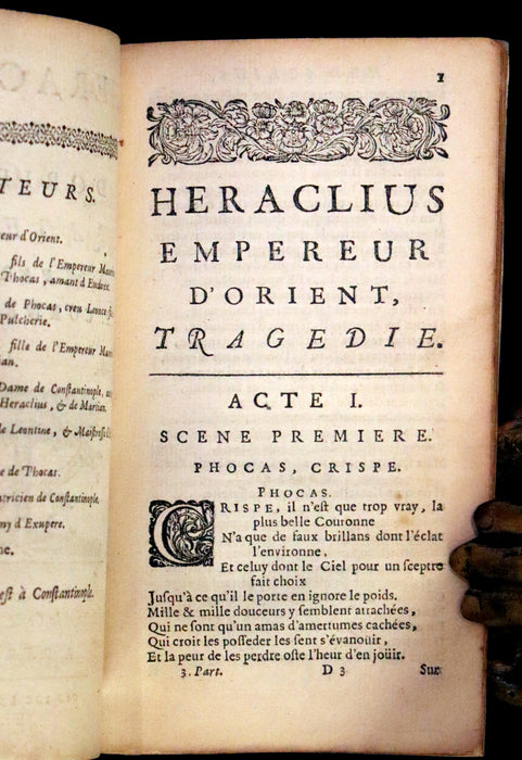 1663 Rare French Vellum Book - Heraclius, Emperor of the East - Heraclius Empereur d'Orient by Corneille.