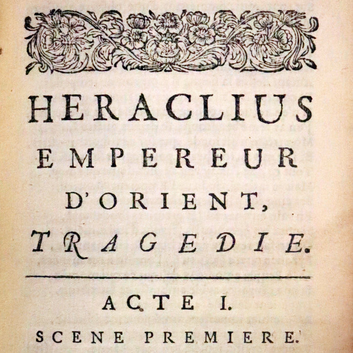 1663 Rare French Vellum Book - Heraclius, Emperor of the East - Heraclius Empereur d'Orient by Corneille.