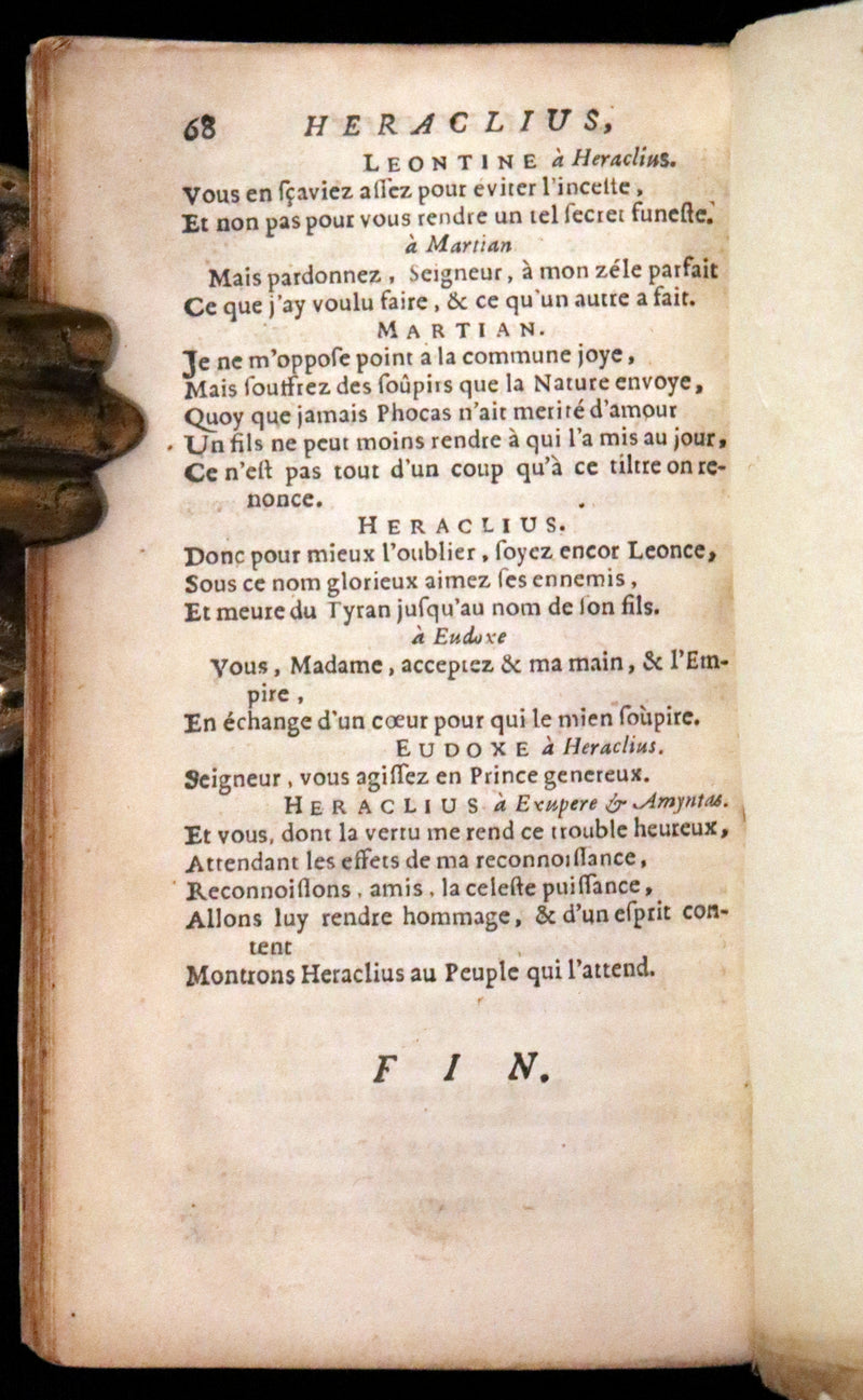 1663 Rare French Vellum Book - Heraclius, Emperor of the East - Heraclius Empereur d'Orient by Corneille.