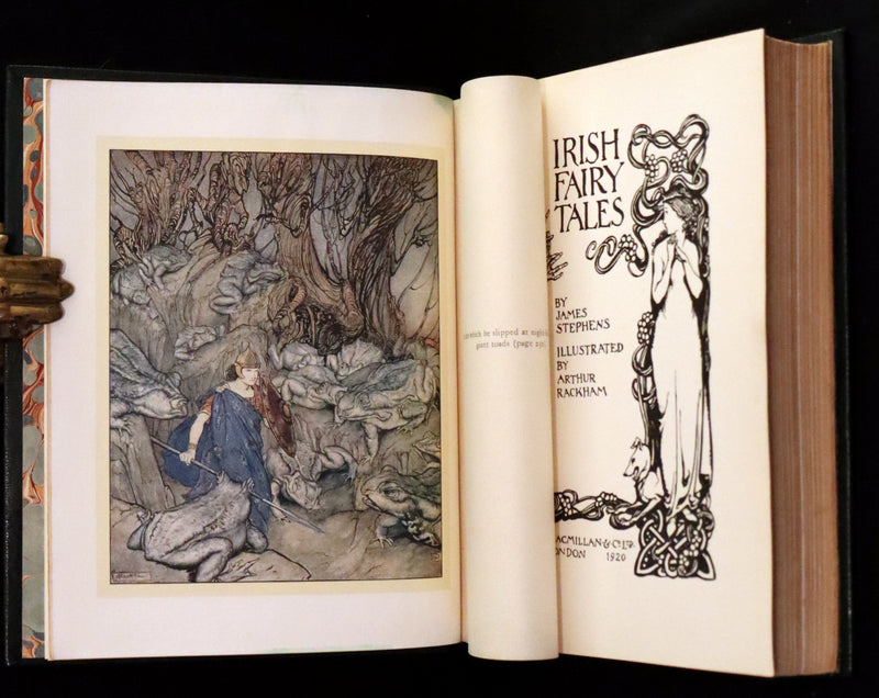 1920 First Edition in Morocco Binding - Irish Fairy Tales illustrated by Arthur Rackham.
