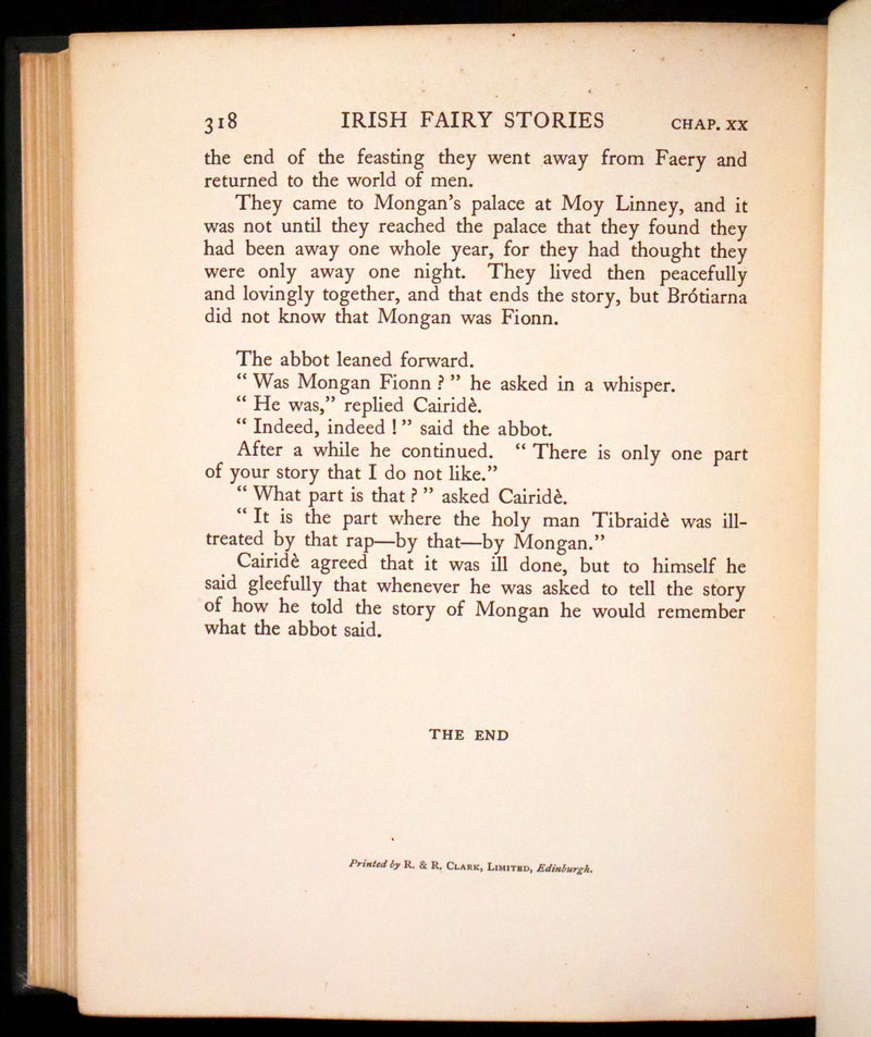 1920 First Edition in Morocco Binding - Irish Fairy Tales illustrated by Arthur Rackham.