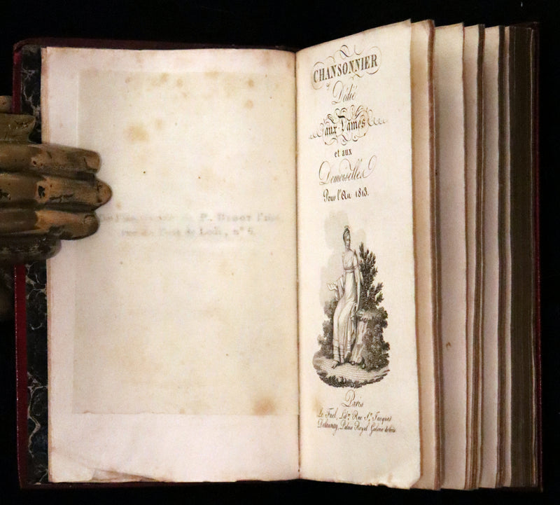 1813 Scarce Romantic French Book - Chansonnier dedie aux Dames - Almanac and Song book.