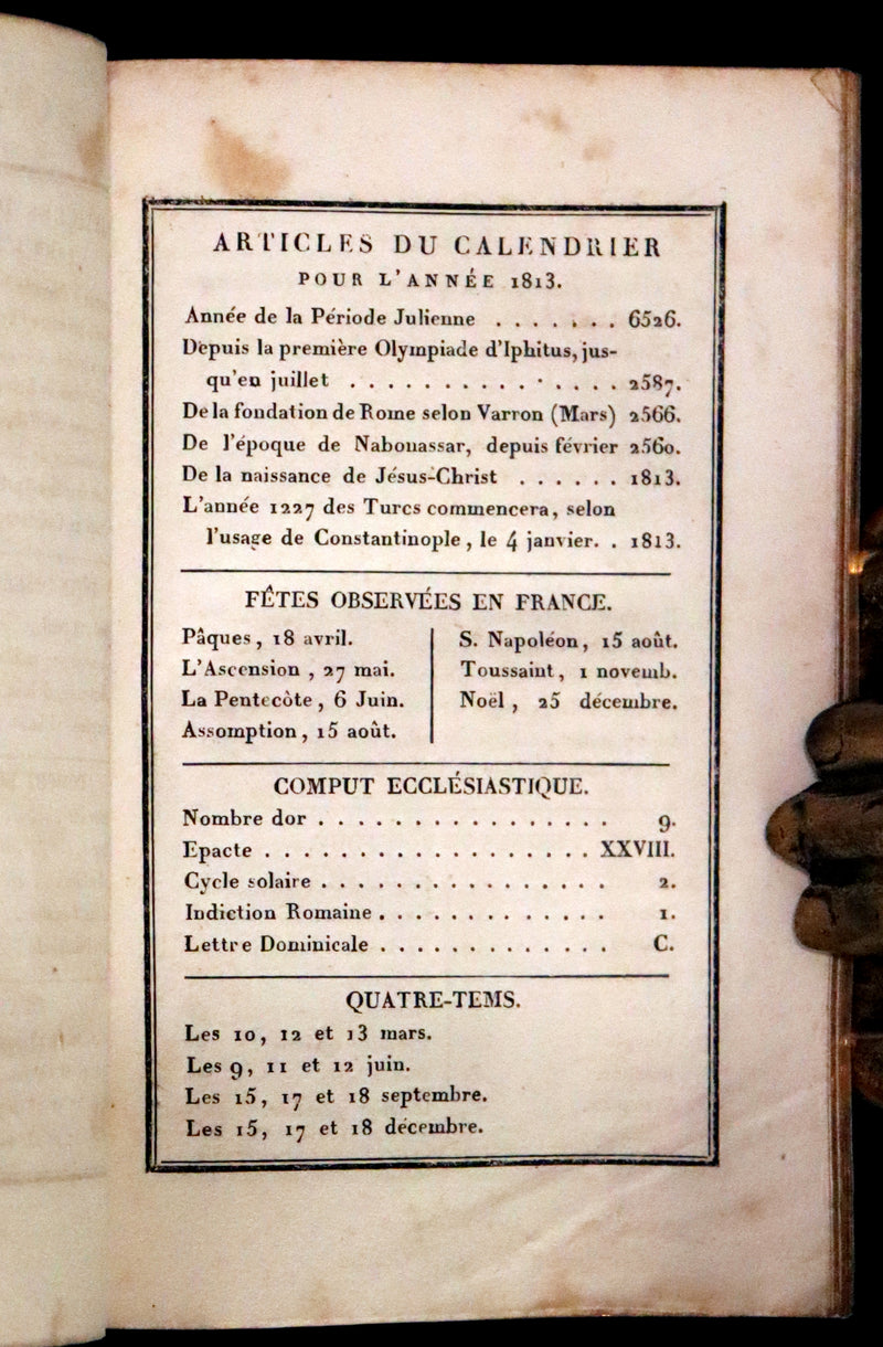 1813 Scarce Romantic French Book - Chansonnier dedie aux Dames - Almanac and Song book.