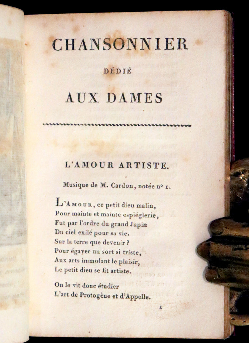 1813 Scarce Romantic French Book - Chansonnier dedie aux Dames - Almanac and Song book.