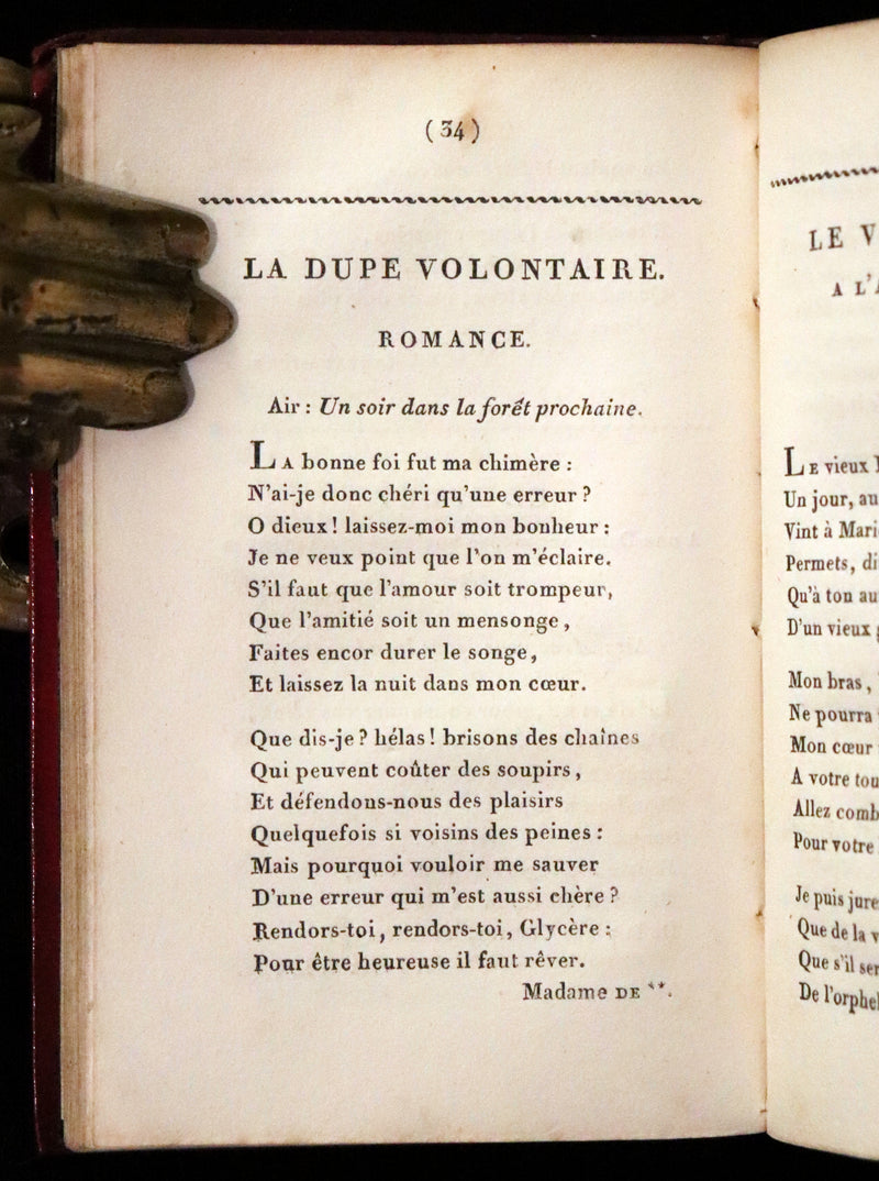 1813 Scarce Romantic French Book - Chansonnier dedie aux Dames - Almanac and Song book.