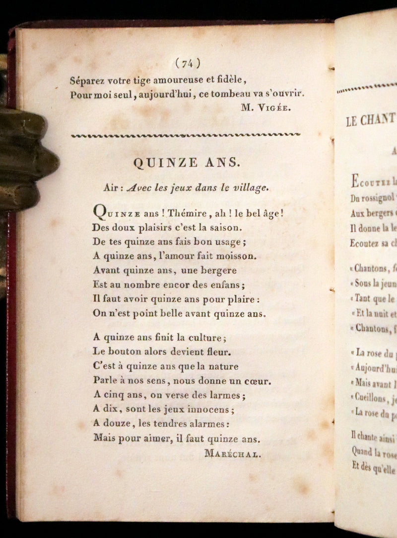 1813 Scarce Romantic French Book - Chansonnier dedie aux Dames - Almanac and Song book.
