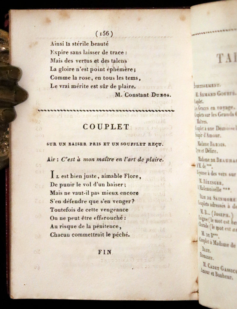 1813 Scarce Romantic French Book - Chansonnier dedie aux Dames - Almanac and Song book.