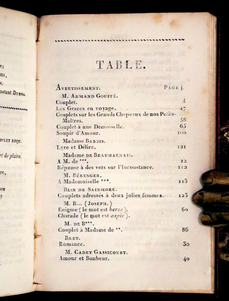 1813 Scarce Romantic French Book - Chansonnier dedie aux Dames - Almanac and Song book.
