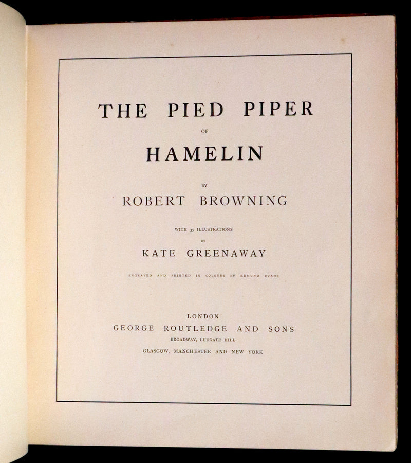 1888 Rare First Edition illustrated by Kate Greenaway - The Pied Piper of Hamelin by Robert Browning.