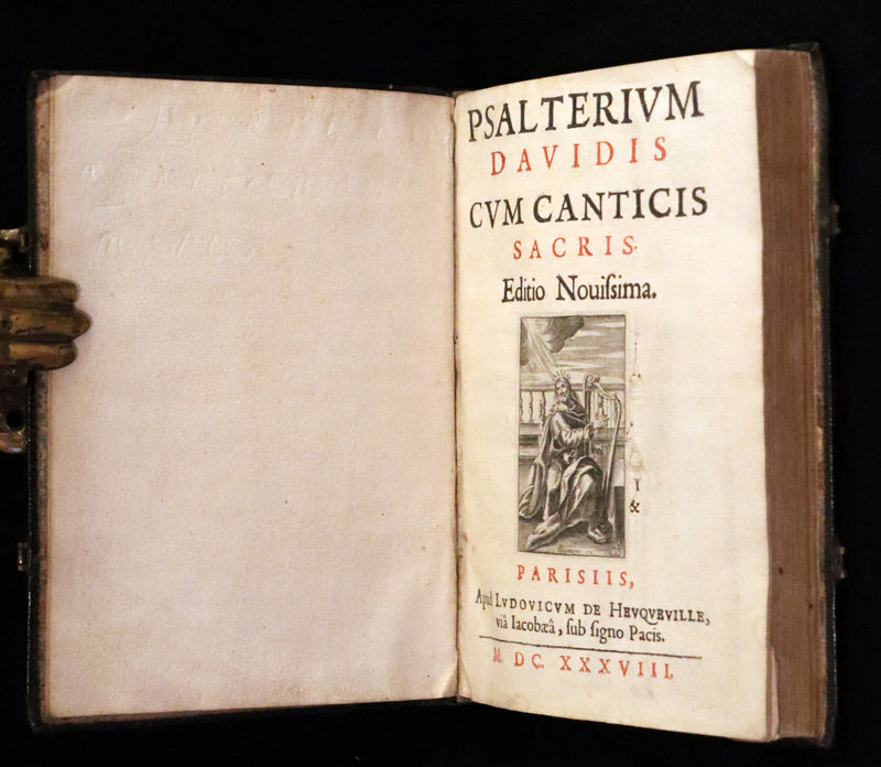 1638 Scarce Latin Book - David's Book of Psalms, Psalterium Davidis cum Canticis Sacris with Clasps.