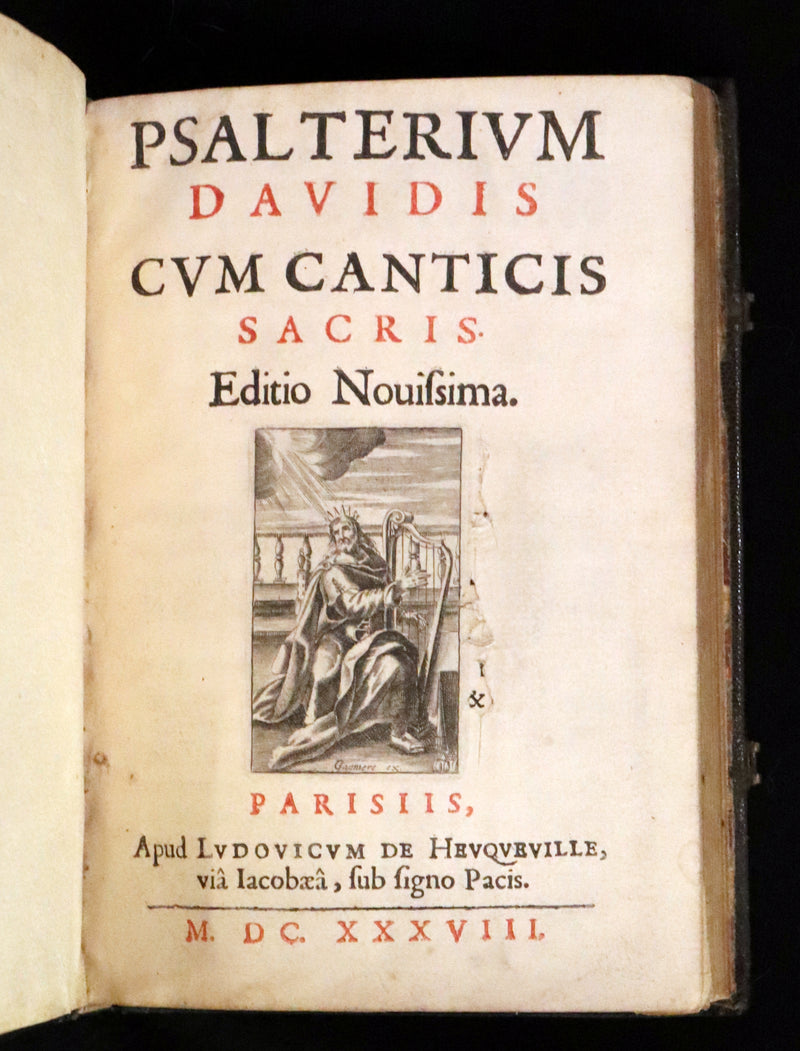 1638 Scarce Latin Book - David's Book of Psalms, Psalterium Davidis cum Canticis Sacris with Clasps.