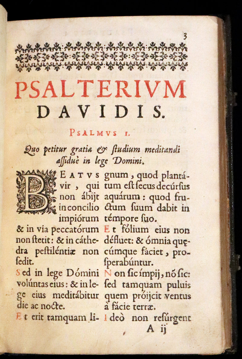 1638 Scarce Latin Book - David's Book of Psalms, Psalterium Davidis cum Canticis Sacris with Clasps.