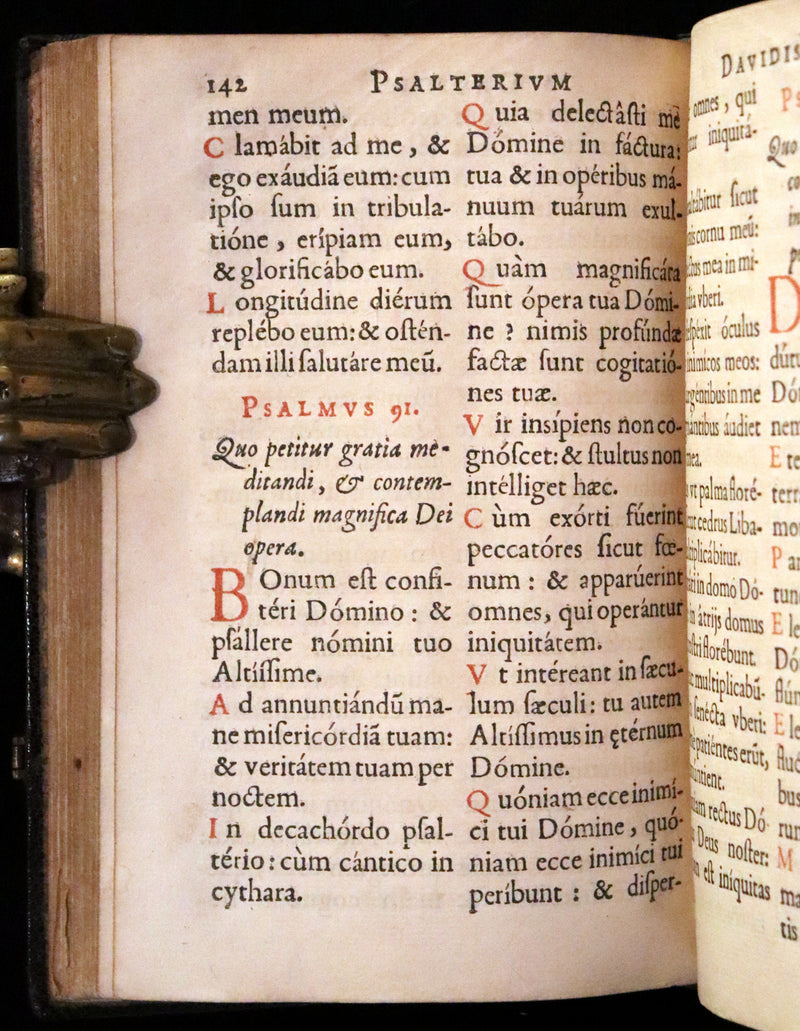 1638 Scarce Latin Book - David's Book of Psalms, Psalterium Davidis cum Canticis Sacris with Clasps.