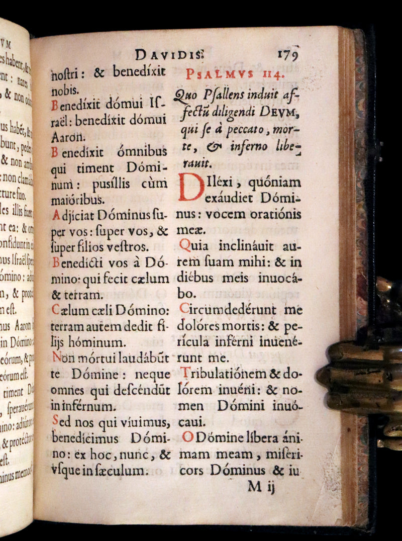 1638 Scarce Latin Book - David's Book of Psalms, Psalterium Davidis cum Canticis Sacris with Clasps.