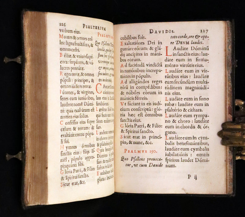 1638 Scarce Latin Book - David's Book of Psalms, Psalterium Davidis cum Canticis Sacris with Clasps.