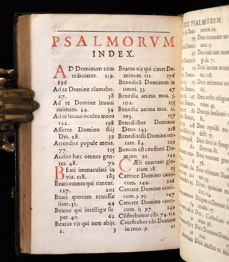 1638 Scarce Latin Book - David's Book of Psalms, Psalterium Davidis cum Canticis Sacris with Clasps.