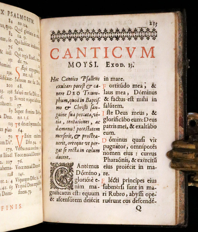 1638 Scarce Latin Book - David's Book of Psalms, Psalterium Davidis cum Canticis Sacris with Clasps.