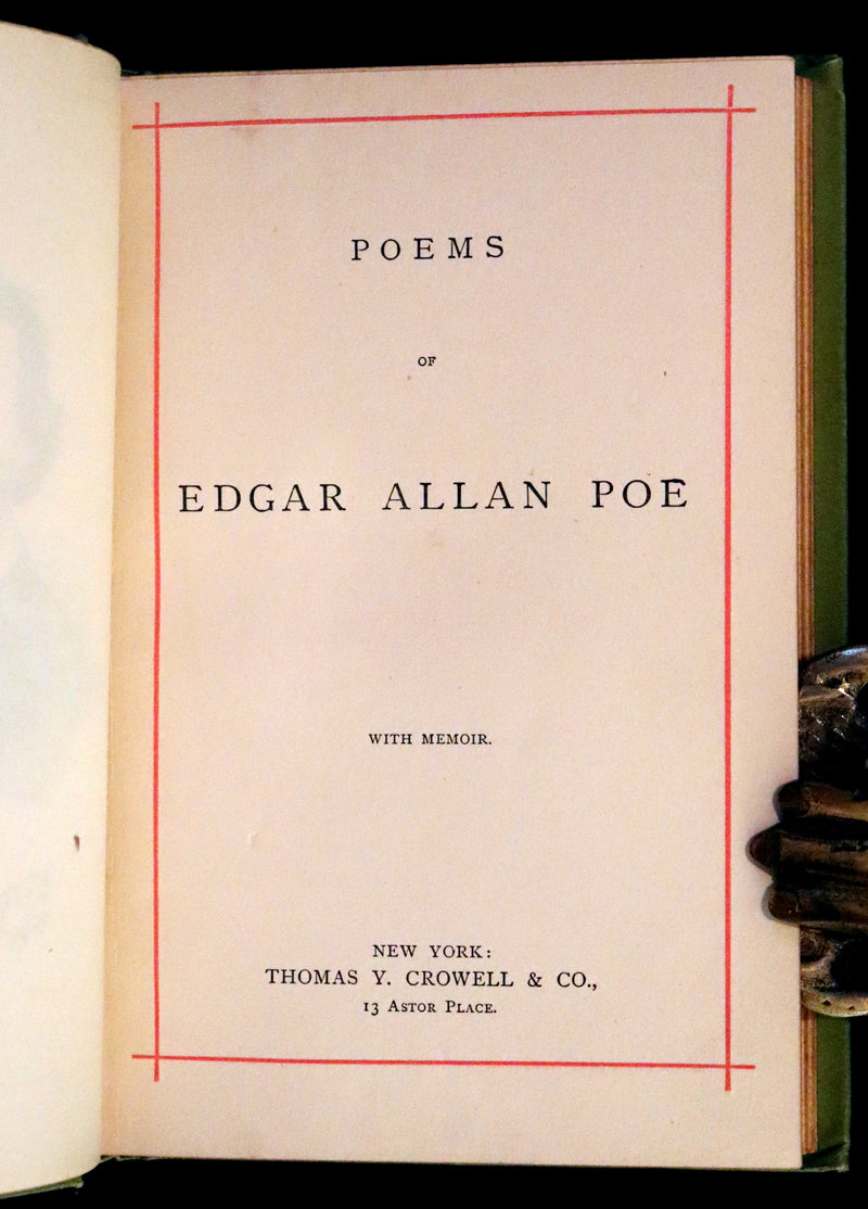1881 Rare Book - Poems by Edgar Allan Poe with Memoir (The Raven, Lenore,...). Illustrated.