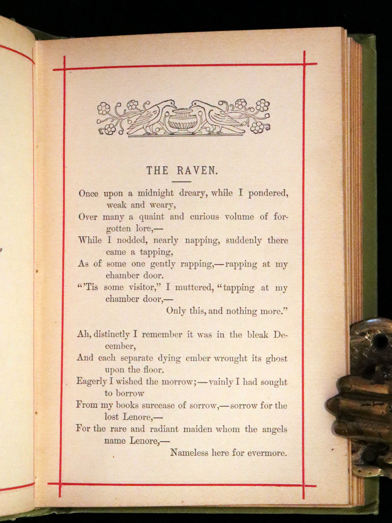1881 Rare Book - Poems by Edgar Allan Poe with Memoir (The Raven, Lenore,...). Illustrated.