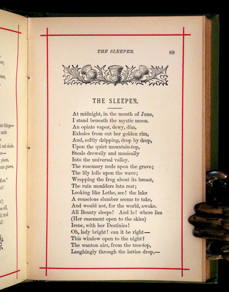 1881 Rare Book - Poems by Edgar Allan Poe with Memoir (The Raven, Lenore,...). Illustrated.