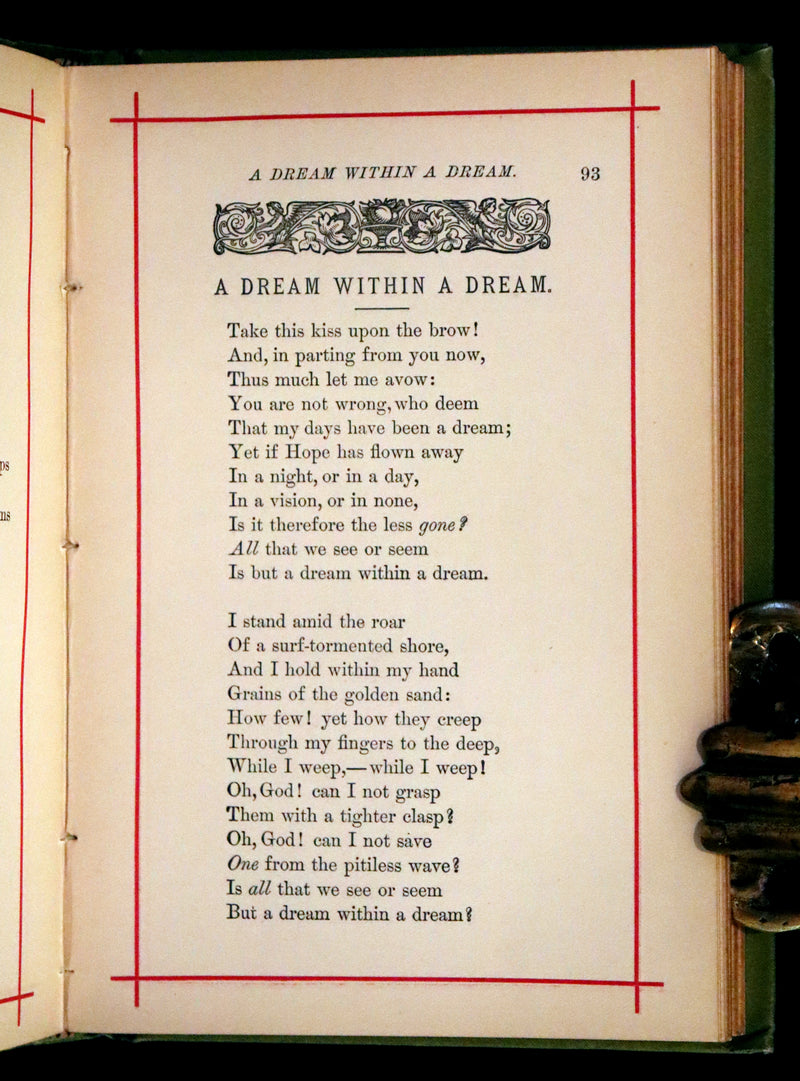 1881 Rare Book - Poems by Edgar Allan Poe with Memoir (The Raven, Lenore,...). Illustrated.