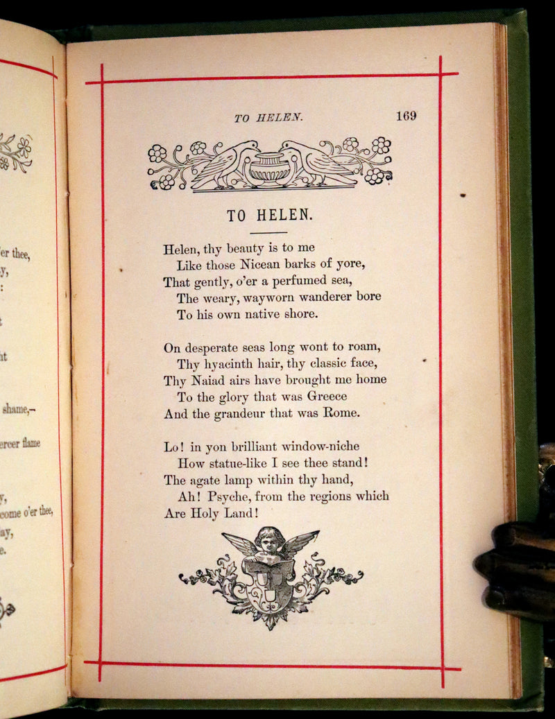 1881 Rare Book - Poems by Edgar Allan Poe with Memoir (The Raven, Lenore,...). Illustrated.