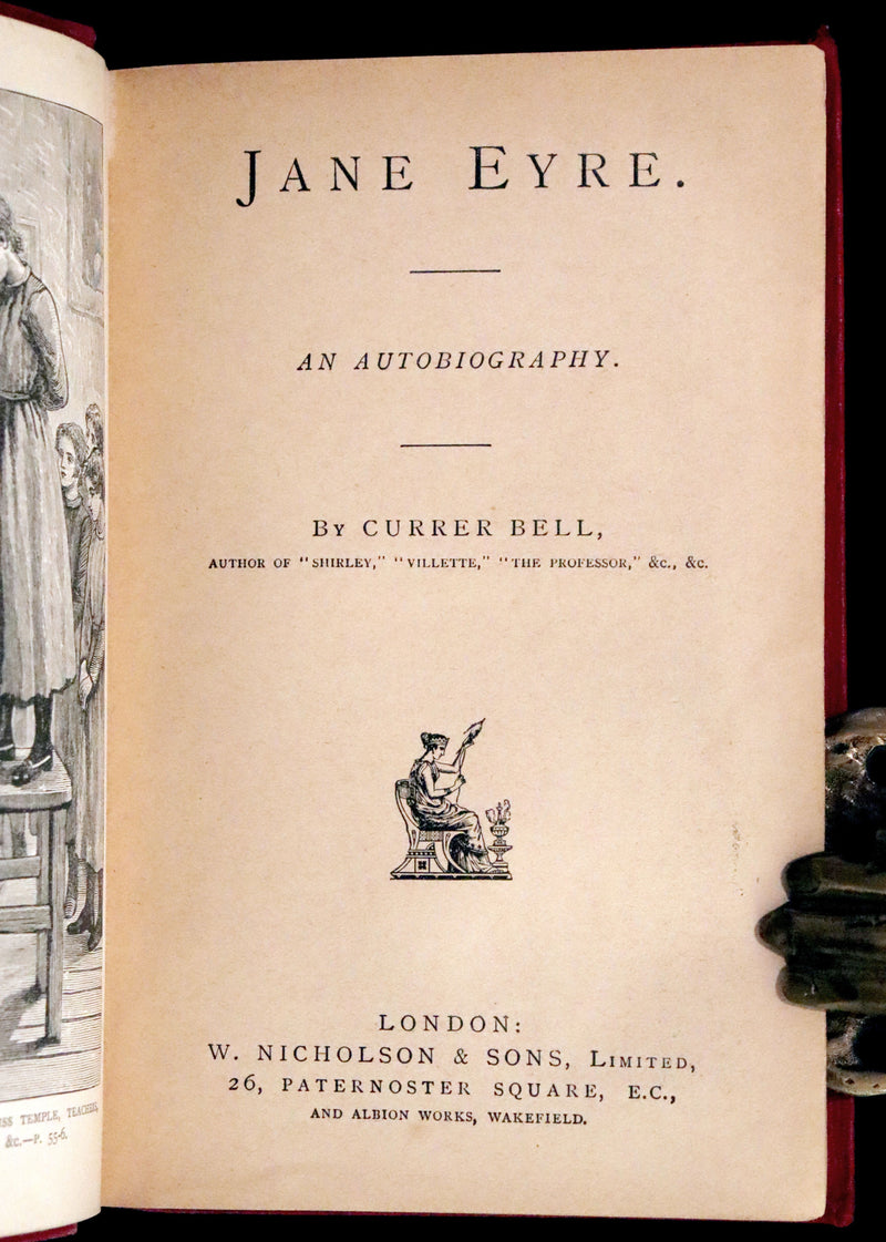 1890 Rare Victorian Book - Jane Eyre. An Autobiography by Currer Bell (Charlotte Brontë).