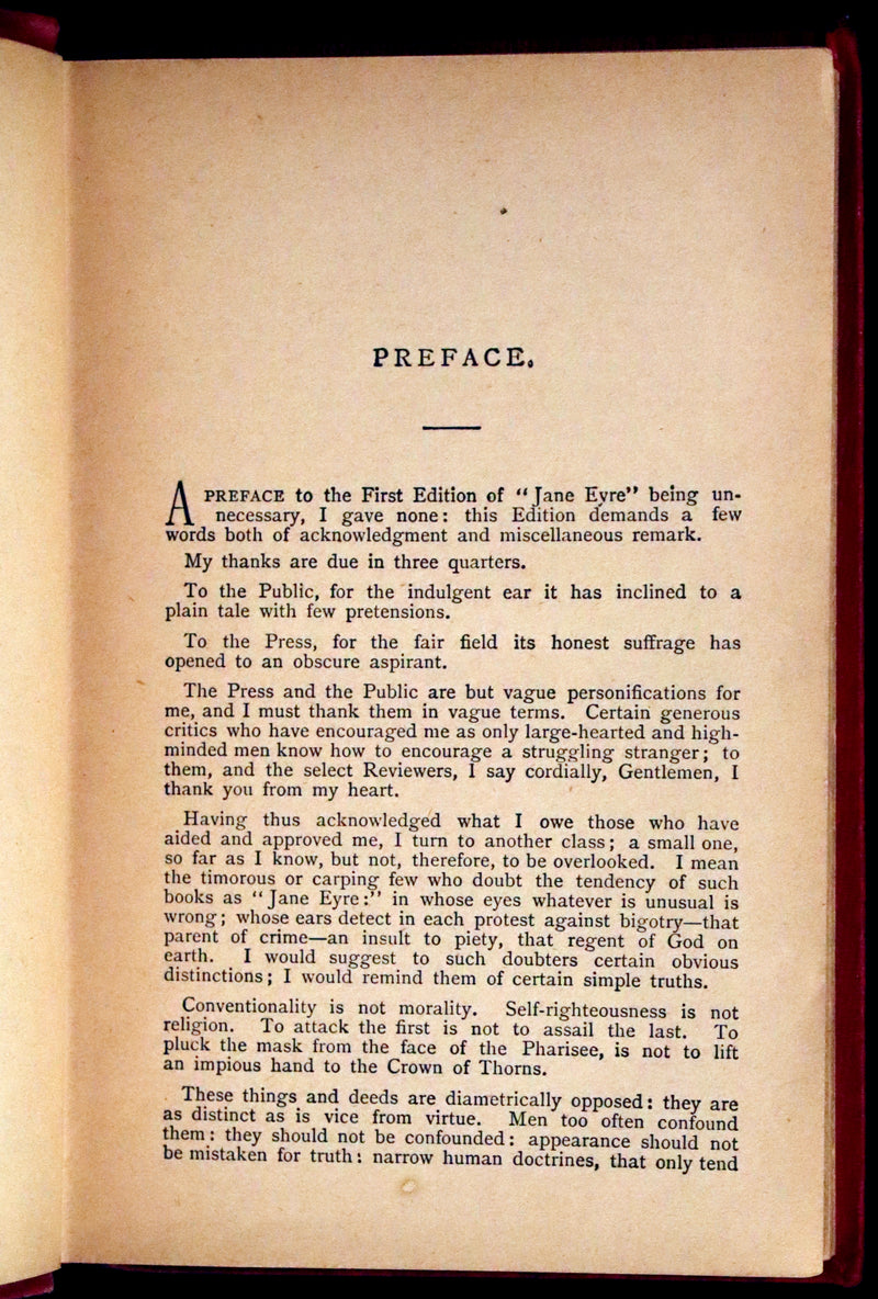 1890 Rare Victorian Book - Jane Eyre. An Autobiography by Currer Bell (Charlotte Brontë).