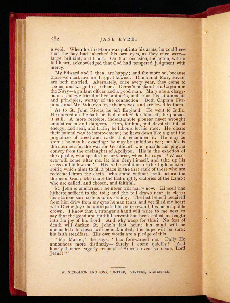 1890 Rare Victorian Book - Jane Eyre. An Autobiography by Currer Bell (Charlotte Brontë).