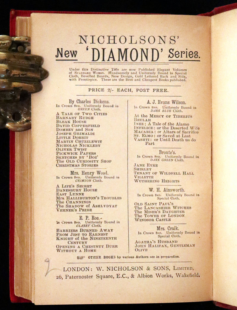 1890 Rare Victorian Book - Jane Eyre. An Autobiography by Currer Bell (Charlotte Brontë).