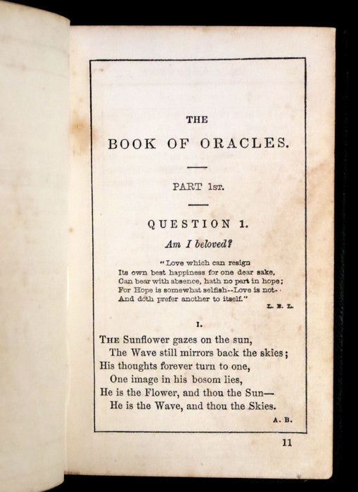 1849 Scarce Divination Book - The Sibyl's Cave: or Book of Oracles, for Ladies and Gentlemen. Witches.