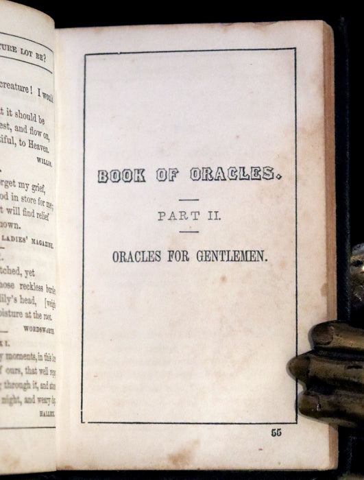 1849 Scarce Divination Book - The Sibyl's Cave: or Book of Oracles, for Ladies and Gentlemen. Witches.