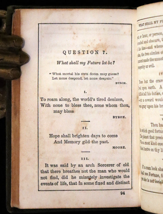 1849 Scarce Divination Book - The Sibyl's Cave: or Book of Oracles, for Ladies and Gentlemen. Witches.