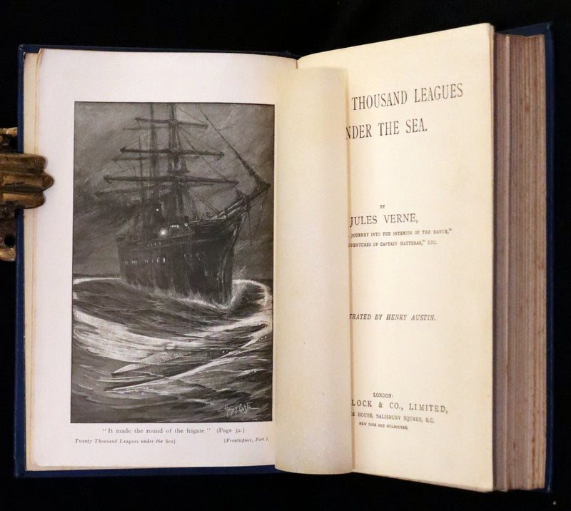 1900 Rare Book - Twenty Thousand Leagues Under the Sea by Jules Verne. Blue variant.