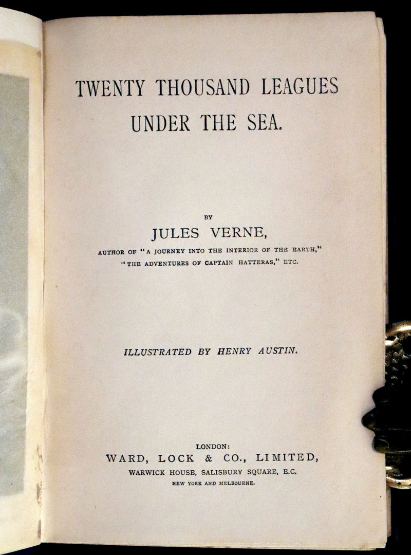 1900 Rare Book - Twenty Thousand Leagues Under the Sea by Jules Verne. Blue variant.