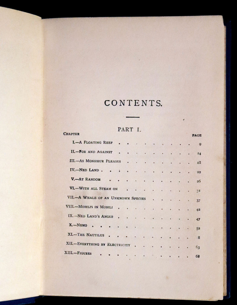 1900 Rare Book - Twenty Thousand Leagues Under the Sea by Jules Verne. Blue variant.